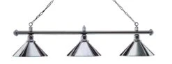 Billardlampe, Chromfarben Mit Drei Chromfarbenen Schirmen, 148 Cm